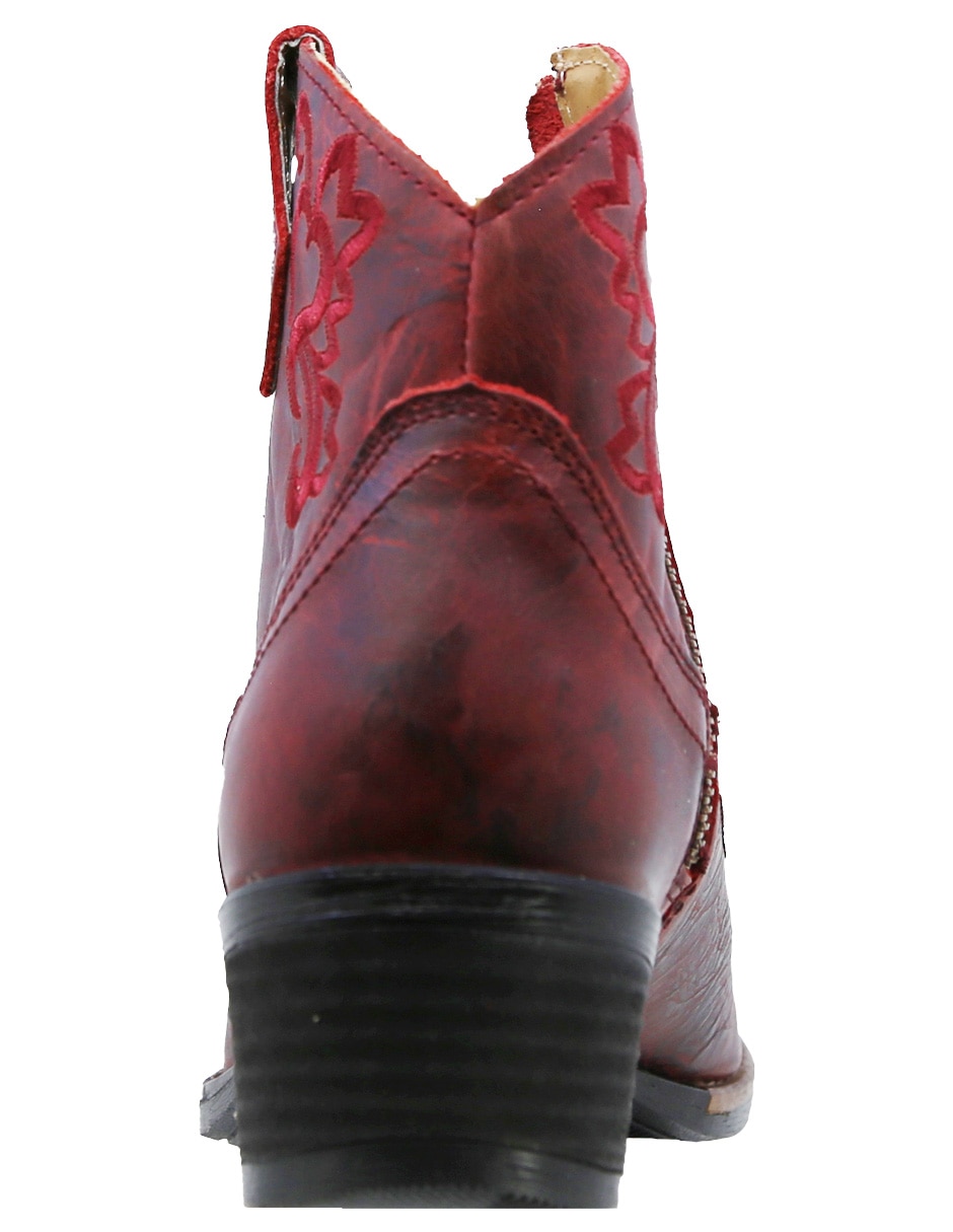 Bota cowboy al tobillo Vaquera de piel para mujer 2